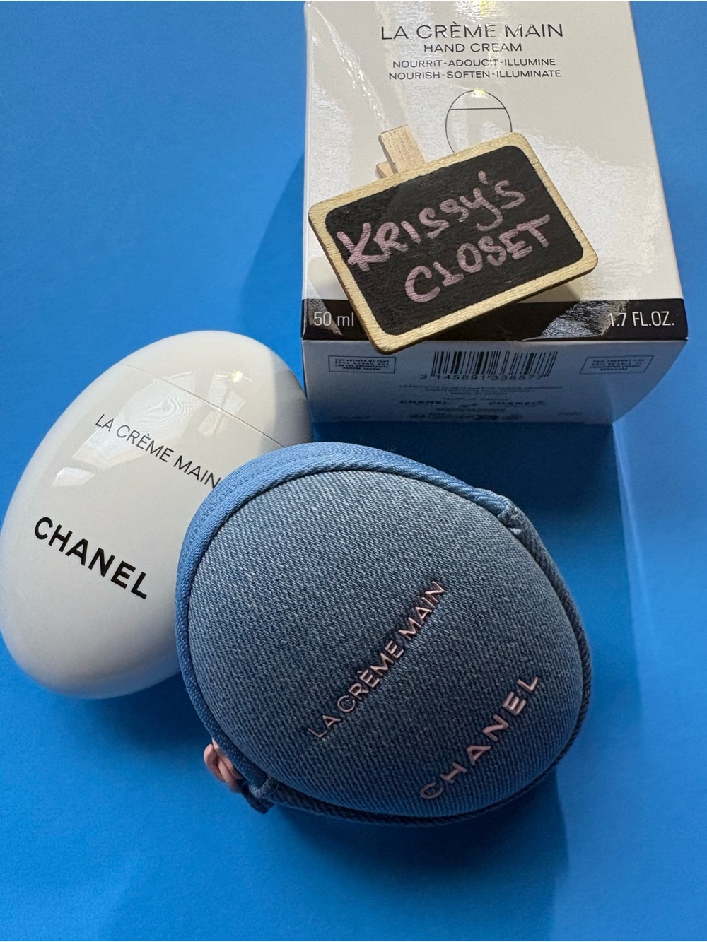 NIB Limited Wdition CHANEL La Crème Main Hand Cream Denim Pouch SOLD OUT